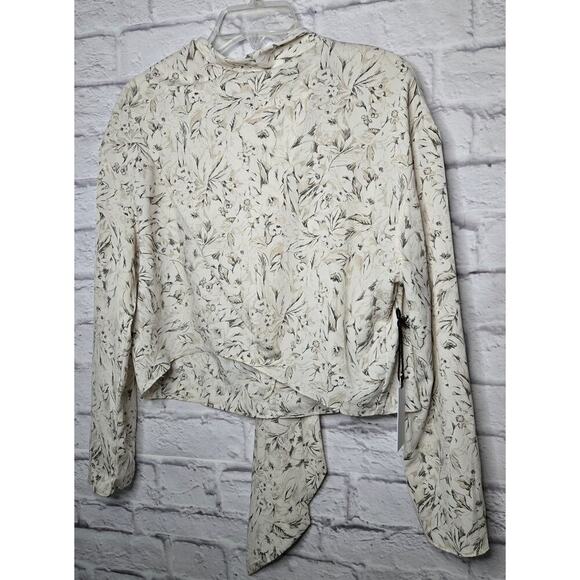Astr The Label white sketch floral boho long sleeve crop top blouse Large. - Picture 4 of 12